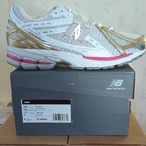 New Balance Men's 1906R White, Gold, and Pink Sneakers
